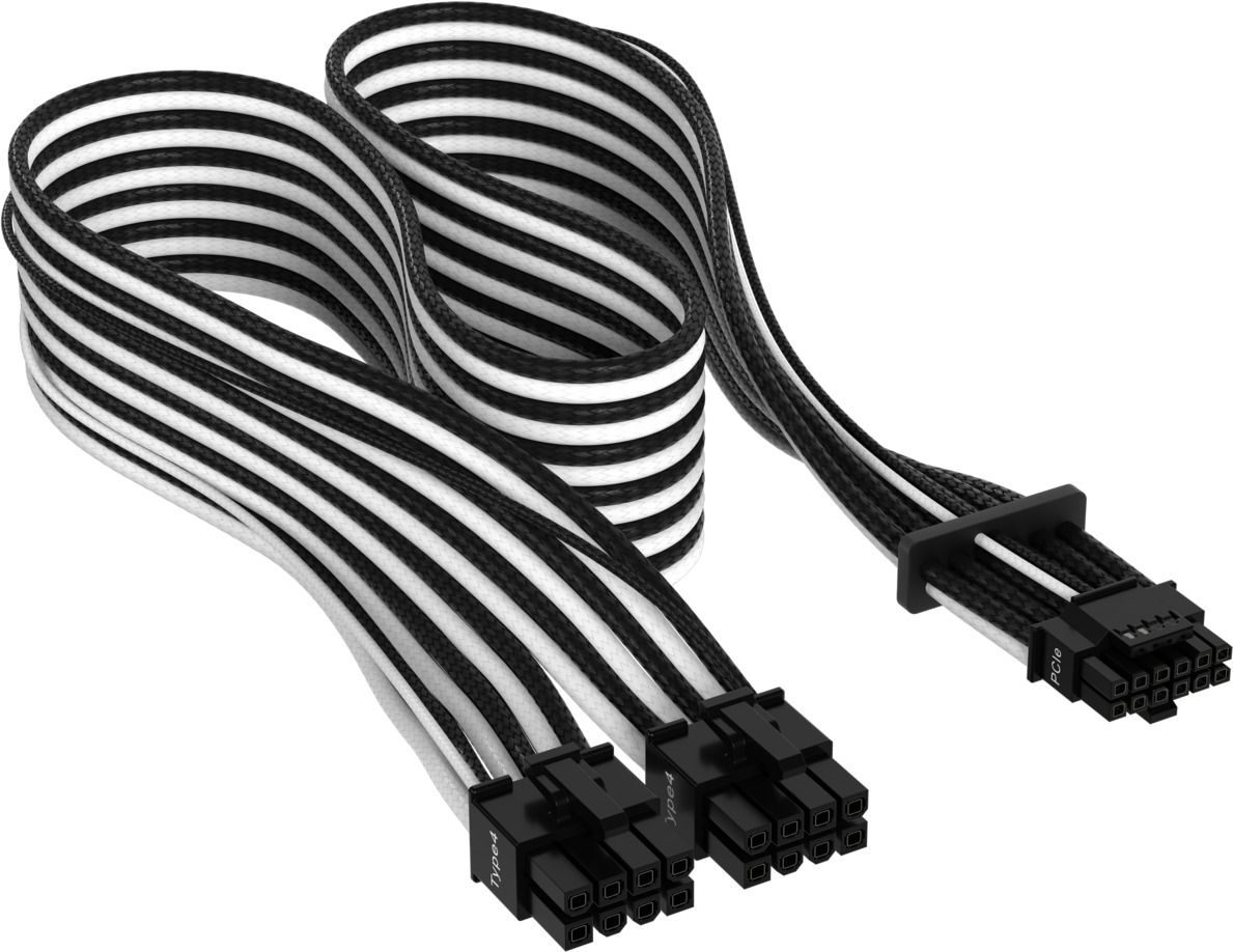 CORSAIR Premium Individually Sleeved 12 4pin PCIe Gen 5 12VHPWR 600W cable Type 4 BLACK/WHITE